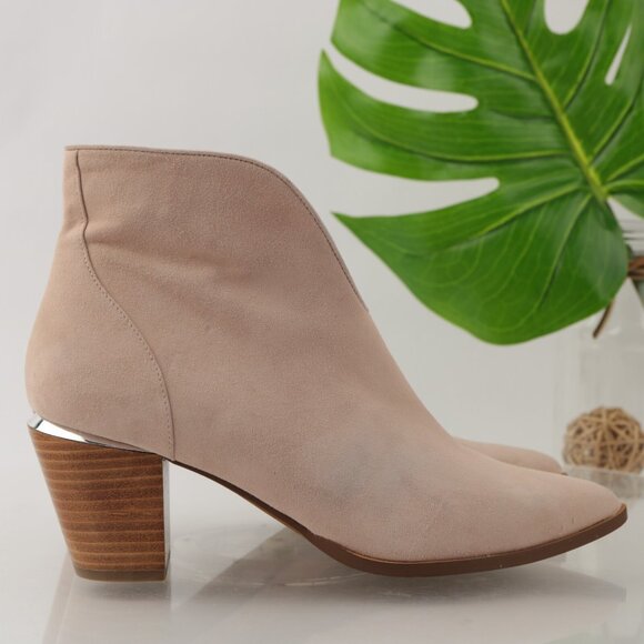 Linea Paolo Womens Westly Boot Size 8.5 Blush Suede Block Heel Pointed Bootie - Picture 7 of 12